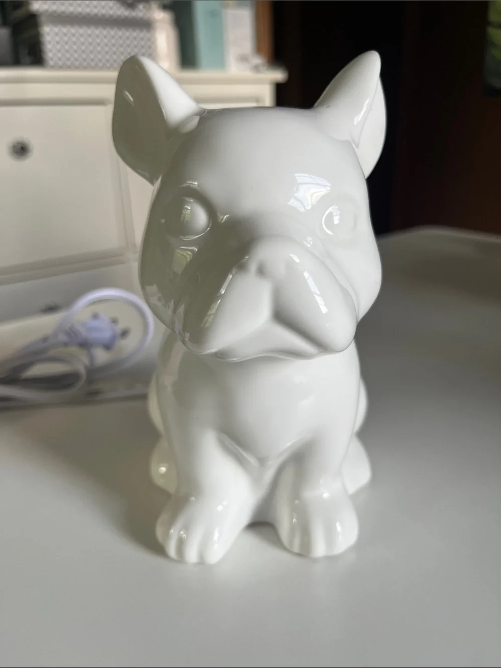 Target White Ceramic French Bulldog nightlight